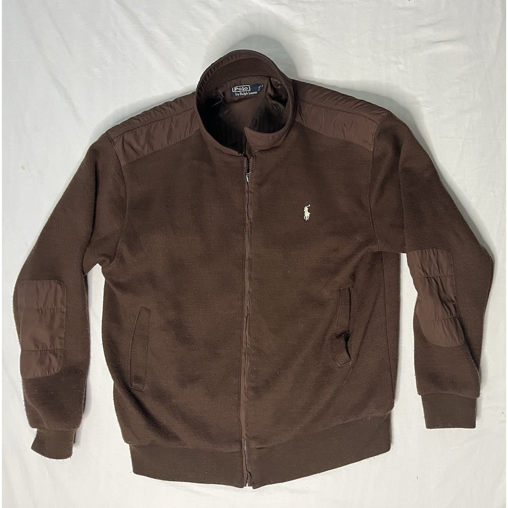 Polo Ralph Lauren Full Zip Bomber Jacket Men's Size 3XL Brown Elbow Patches